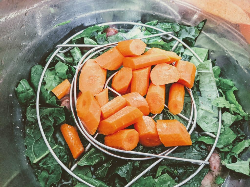 One Pot Instant Pot Collard Greens, Carrots, and Pork Tenderloin